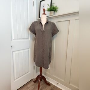 Lucky Brand Linen Blend S/Sleeve Shirt Dress - M
